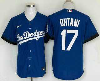 Men%27s Los Angeles Dodgers #17 Shohei Ohtani Blue 2021 City Connect Cool Base Stitched Jersey->customized nfl jersey->Custom Jersey